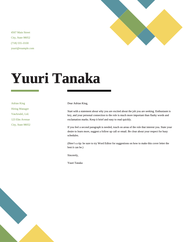 Geometric cover letter